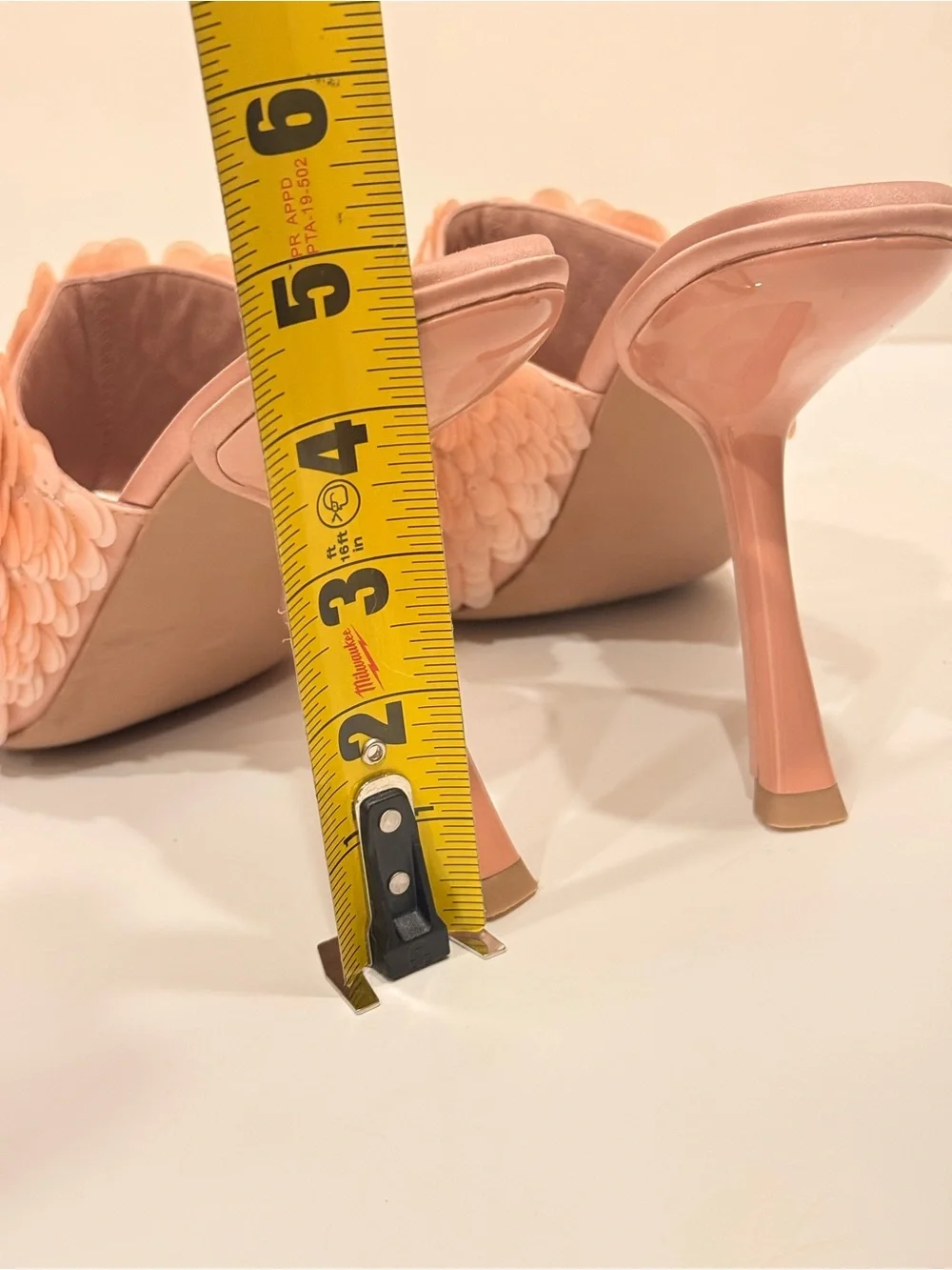 NWOB Jeffrey Campbell Rose Gold Sequin Blush Satin Slide Heels Size 10 Sample - Picture 8 of 14